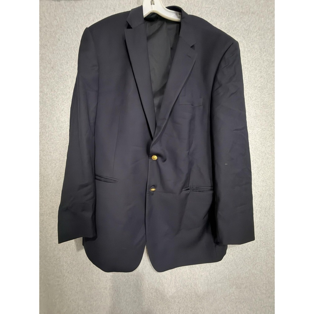 Lauren Ralph Lauren Blazer Sport Coat‎ Mens 46 Blue Wool Gold Button Macy's